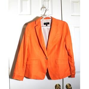 Talbots 100% Linen Orange One Button Blazer sz 8 Petite